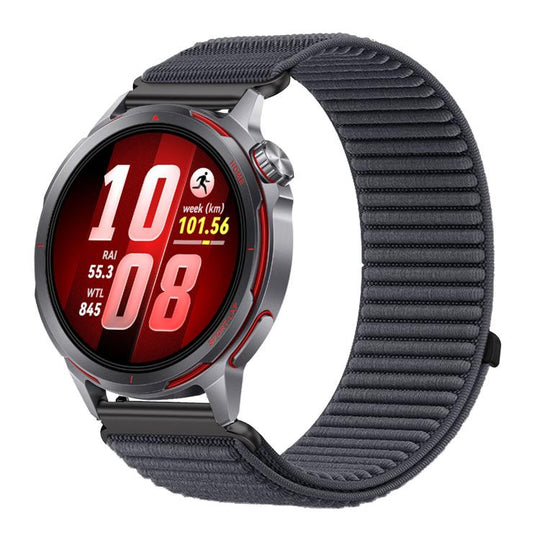 For Huawei Watch GT Runner 2 Woven Nylon Hook And Loop Fastener Metal Interface Watch Band(Dark Grey)