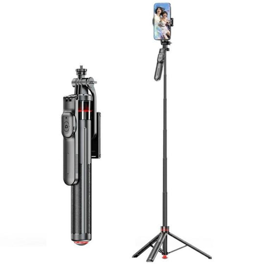 F06 Travel 1300mm Extendable Automatic Tripod One-Touch Deploy Selfie Stick Holder