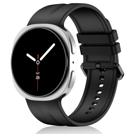 For Galaxy Watch9 / 8 / 8 Classic Solid Color Vertical Striped Silicone Watch Band Size: L(Black)