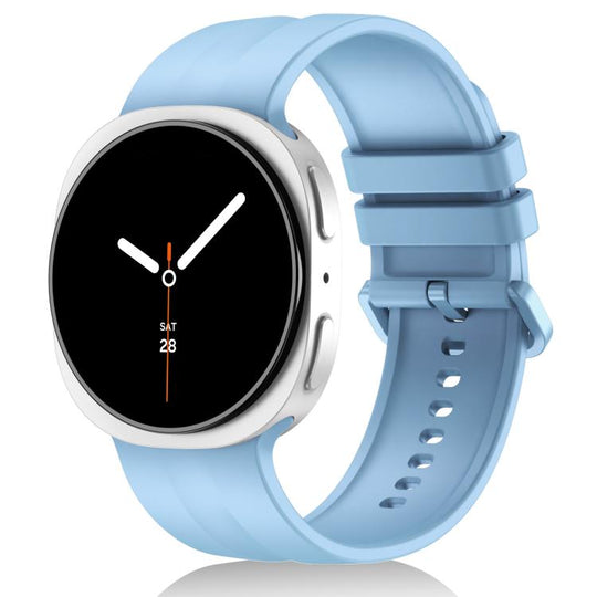 For Galaxy Watch9 / 8 / 8 Classic Solid Color Vertical Striped Silicone Watch Band Size: L(Light Blue)