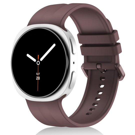 For Galaxy Watch9 / 8 / 8 Classic Solid Color Vertical Striped Silicone Watch Band Size: L(Smoke Purple)