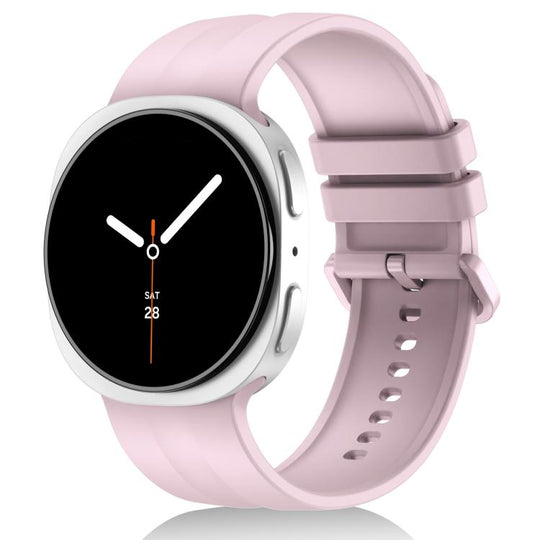 For Galaxy Watch9 / 8 / 8 Classic Solid Color Vertical Striped Silicone Watch Band Size: L(Pink)