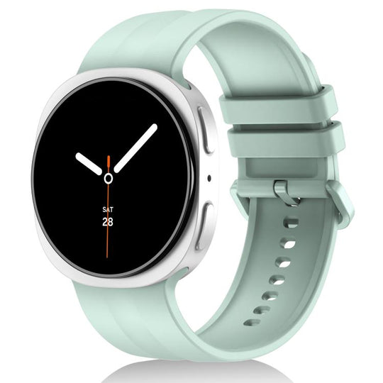 For Galaxy Watch9 / 8 / 8 Classic Solid Color Vertical Striped Silicone Watch Band Size: L(Light Green)