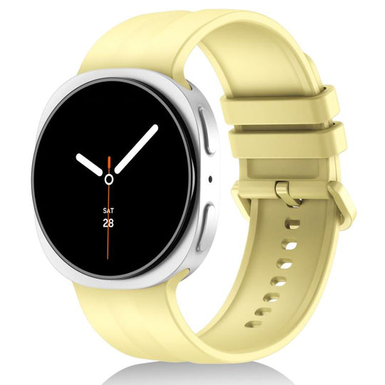 For Galaxy Watch9 / 8 / 8 Classic Solid Color Vertical Striped Silicone Watch Band Size: L(Yellow)