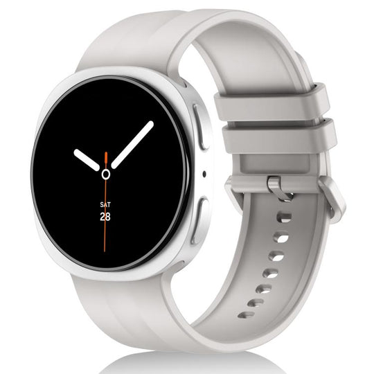 For Galaxy Watch9 / 8 / 8 Classic Solid Color Vertical Striped Silicone Watch Band Size: L(Starlight)