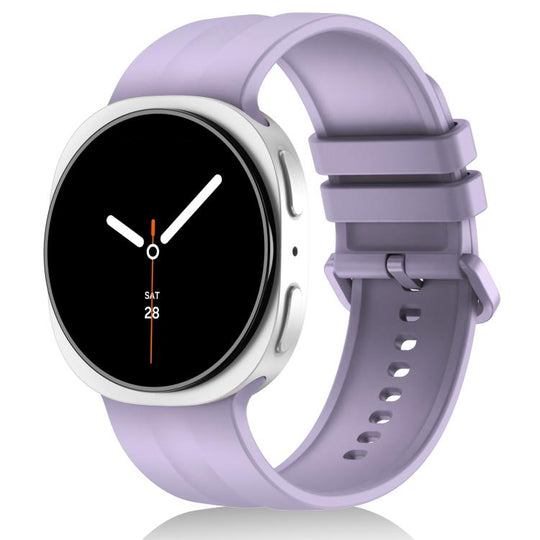 For Galaxy Watch9 / 8 / 8 Classic Solid Color Vertical Striped Silicone Watch Band Size: L(Light Purple)