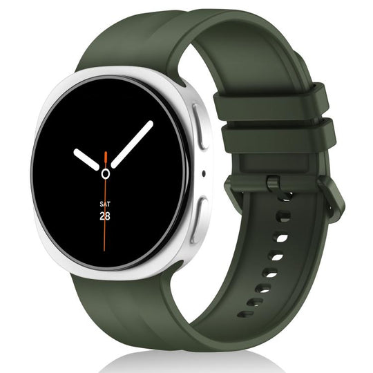 For Galaxy Watch9 / 8 / 8 Classic Solid Color Vertical Striped Silicone Watch Band Size: L(Dark Green)