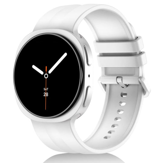For Galaxy Watch9 / 8 / 8 Classic Solid Color Vertical Striped Silicone Watch Band Size: S(White)