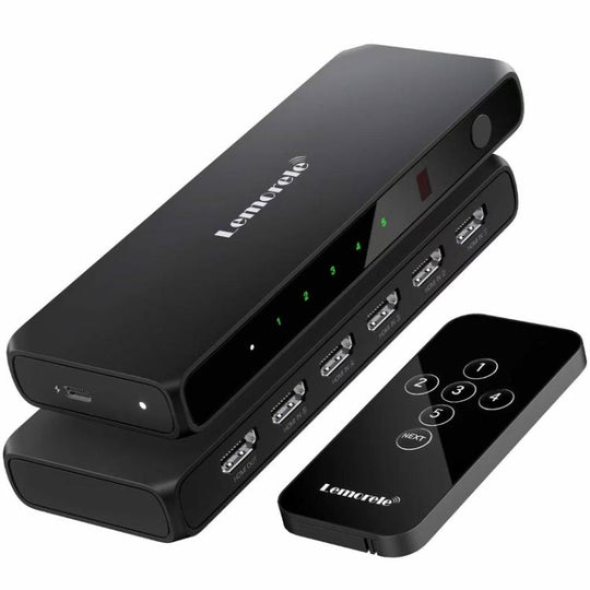 Lemorele G96 5 In 1 Out HDMI Switcher, 4K HD Video Switch with IR Remote For Gaming Consoles & Home Theater