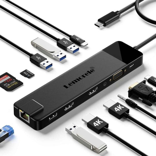 Lemorele TC100 13 in 1 Type-C Docking Station HDMI-compatible Gigabit PD Charging Adapter