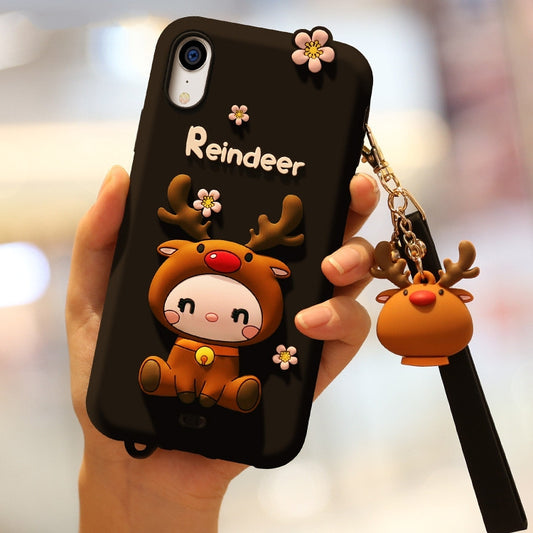 For iPhone XR Lovely Reindeer Full Package Anti Falling Silicone Sleeve(Black) - More iPhone Cases by buy2fix | Online Shopping UK | buy2fix