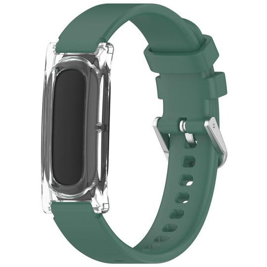 For Google Fitbit Air Spring Bar Style Clear Watch Case and Solid Color Silicone Watch Band(Green)