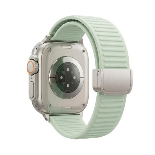 For Apple Watch 46mm / 49mm / 45mm / 44mm Mountain Pattern Loop Magnetic Buckle Silicone Watch Band(Light Mint)