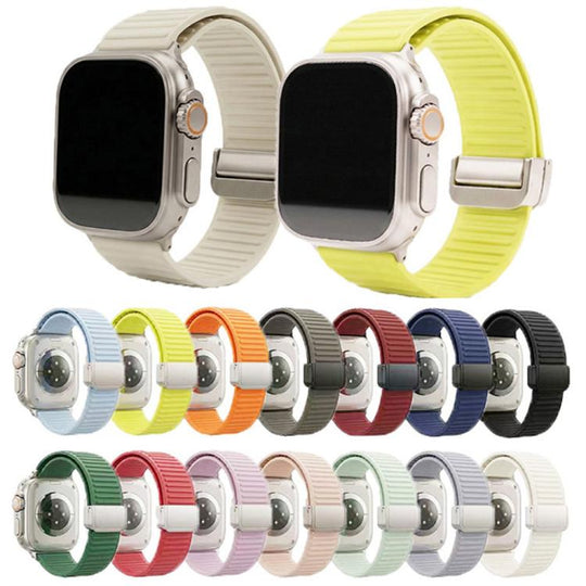 For Apple Watch 42mm / 41mm / 40mm / 38mm Mountain Pattern Loop Magnetic Buckle Silicone Watch Band(Light Blue)