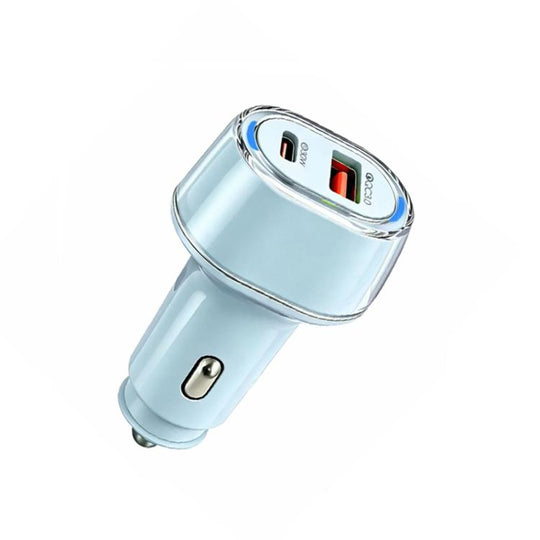 P78 55W PD3.0 / PPS + QC3.0 USB Macron Color Car Charger(Blue)