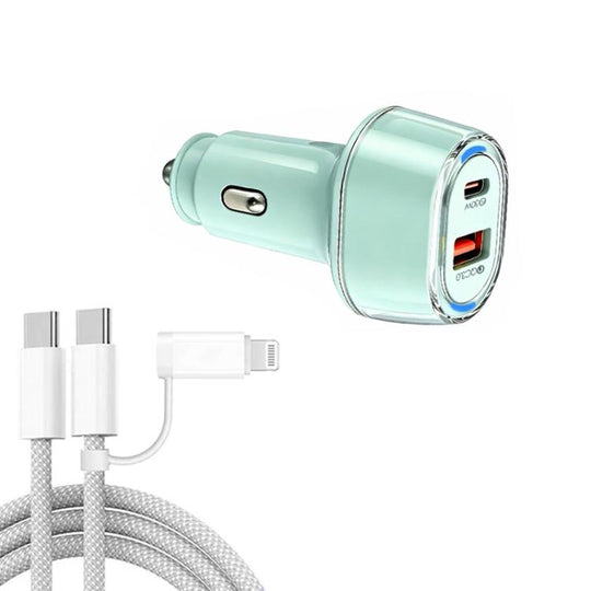 P78 55W PD3.0 + QC3.0 USB Car Charger with Type-C to 8 Pin / Type-C Data Cable(Green)