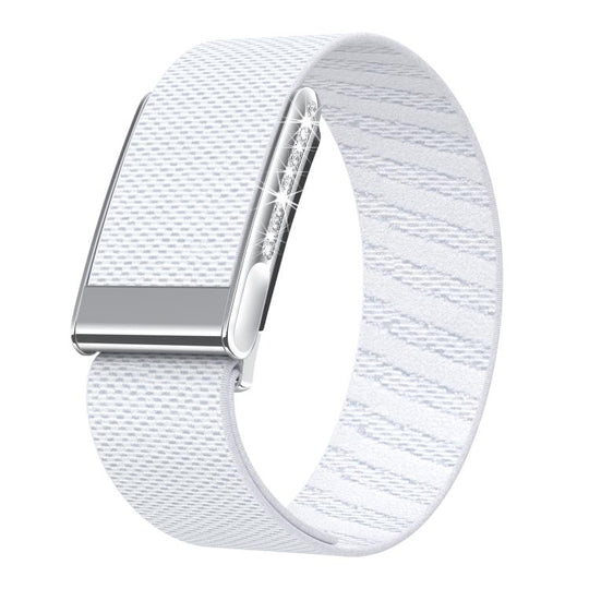 For WHOOP 5.0 Electrocardiogram Single-Row Diamond Elastic Nylon Watch Band(White)