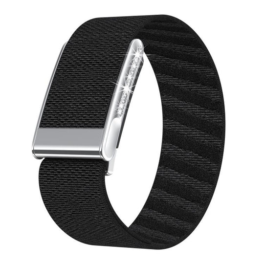 For WHOOP 5.0 Electrocardiogram Single-Row Diamond Elastic Nylon Watch Band(Black)