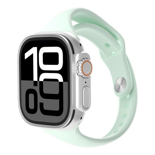 For Apple Watch 42mm / 41mm / 40mm / 38mm Angled Connector Slim Reverse Buckle Silicone Watch Band(Light Mint)