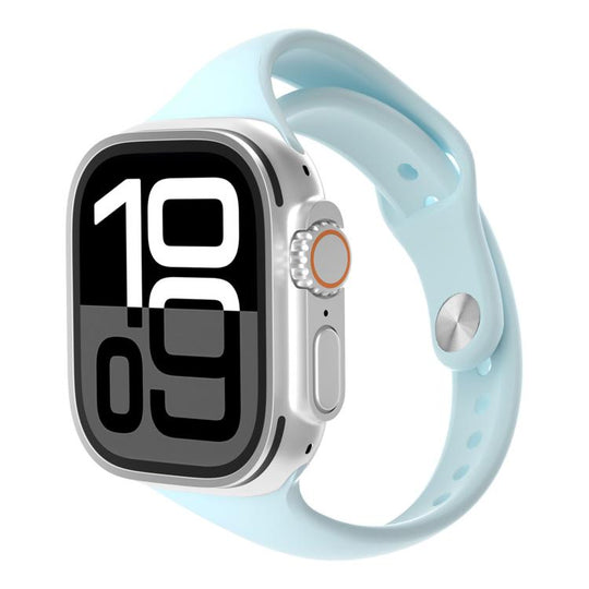 For Apple Watch 42mm / 41mm / 40mm / 38mm Angled Connector Slim Reverse Buckle Silicone Watch Band(Sky Blue)