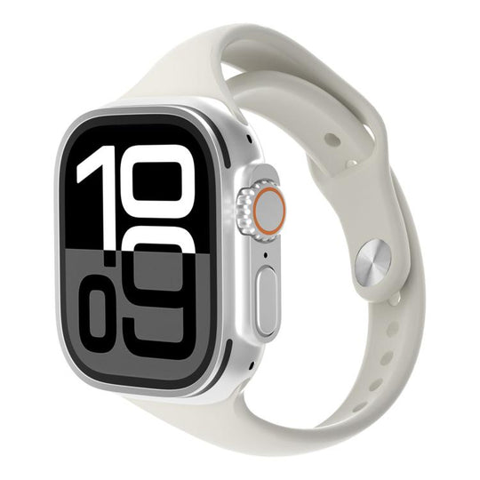 For Apple Watch 42mm / 41mm / 40mm / 38mm Angled Connector Slim Reverse Buckle Silicone Watch Band(Starlight)