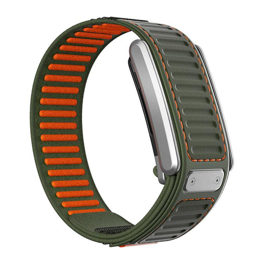 For WHOOP 5.0 Regular Quick Dry Two Color Nylon Hybrid Silicone Watch Watch Band(Army Green Orange)