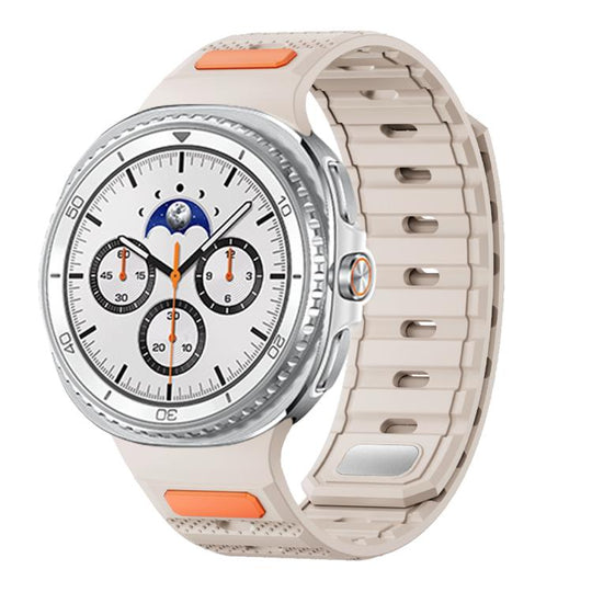 For Galaxy Watch9/8/9 Classic/8 Classic Dot Pattern Magnetic Solid Color Silicone Watch Band(Starlight)