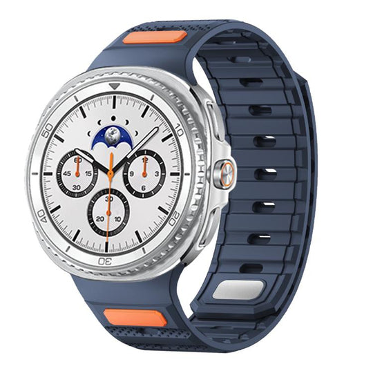 For Galaxy Watch9/8/9 Classic/8 Classic Dot Pattern Magnetic Solid Color Silicone Watch Band(Dark Blue)