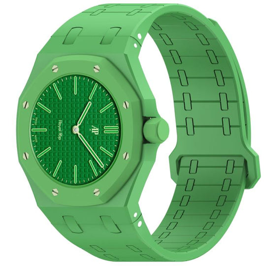 For Swatch Royal Pop Integrated Three O Clock Side Magnetic Silicone Watch Band(Grass Green)