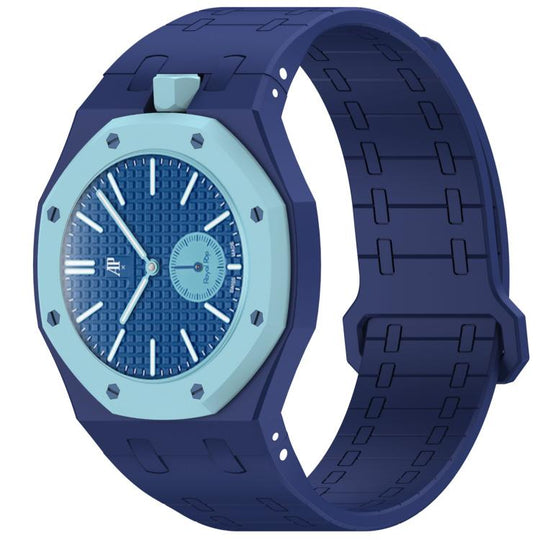 For Swatch Royal Pop Integrated Twelve O Clock Side Magnetic Silicone Watch Band(Dark Blue)