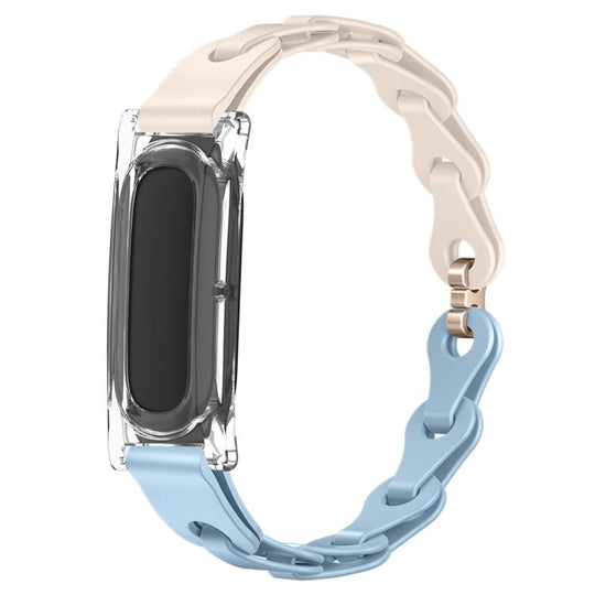 For Google Fitbit Air Transparent PC Case Hybrid Stylish Hollow Silicone Bracelet Watch Band(Light Blue Starlight)