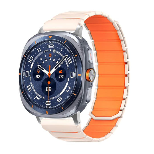 For Galaxy Watch9 / 8 / 8 Classic Two Color Magnetic Silicone Watch Band(Starlight Orange)