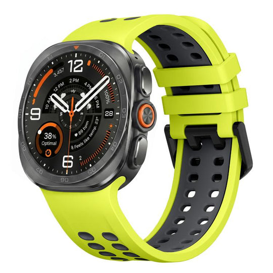 For Galaxy Watch Ultra2 2026 / 2025 / 1 2024 Two Color Double-Row Pin Buckle Silicone Watch Band(Lime Gray)
