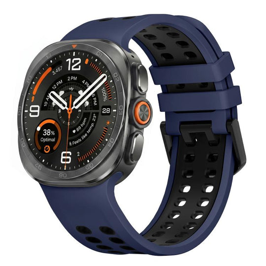 For Galaxy Watch Ultra2 2026 / 2025 / 1 2024 Two Color Double-Row Pin Buckle Silicone Watch Band(Midnight Blue Black)