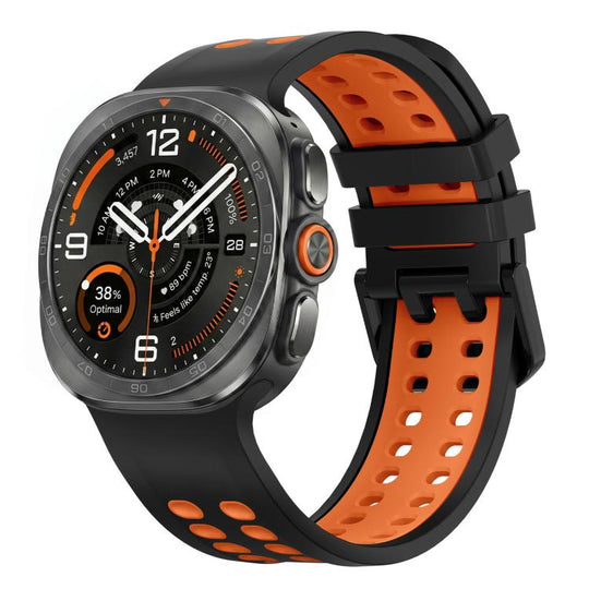 For Galaxy Watch Ultra2 2026 / 2025 / 1 2024 Two Color Double-Row Pin Buckle Silicone Watch Band(Black Orange)