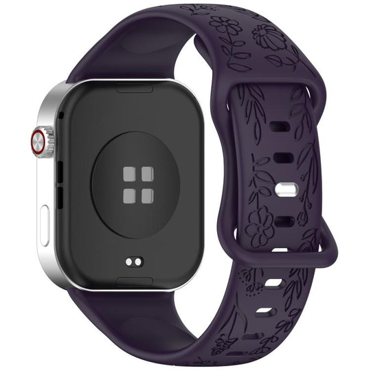 For Xiaomi Band  10 Pro / Redmi Watch 6 / 5 Sunflower Pattern Butterfly Buckle Silicone Watch Band(Dark Cherry)