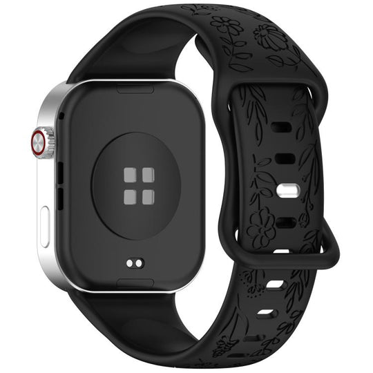 For Xiaomi Band  10 Pro / Redmi Watch 6 / 5 Sunflower Pattern Butterfly Buckle Silicone Watch Band(Black)