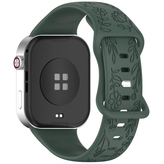 For Xiaomi Band  10 Pro / Redmi Watch 6 / 5 Sunflower Pattern Butterfly Buckle Silicone Watch Band(Pine Green)