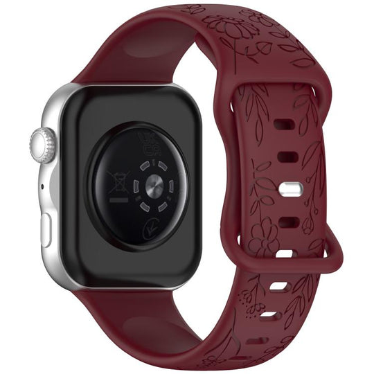 For Huawei Watch Fit 5 / Fit 5 Pro / Fit 4 Sunflower Pattern Butterfly Buckle Silicone Watch Band(Wine Red)