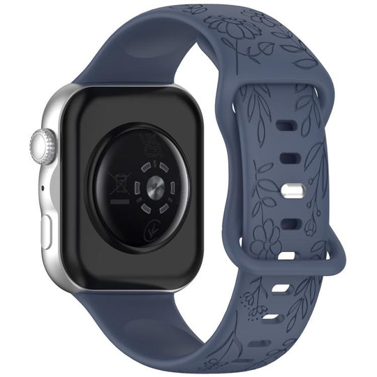 For Huawei Watch Fit 5 / Fit 5 Pro / Fit 4 Sunflower Pattern Butterfly Buckle Silicone Watch Band(Blue Gray)