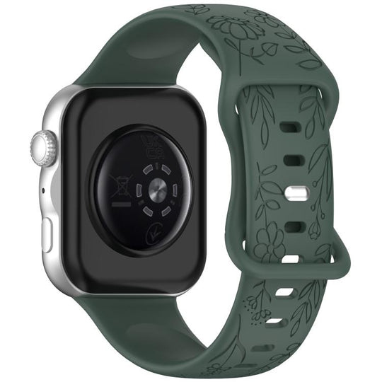 For Huawei Watch Fit 5 / Fit 5 Pro / Fit 4 Sunflower Pattern Butterfly Buckle Silicone Watch Band(Pine Green)