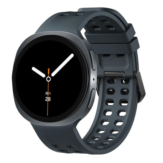 For Galaxy Watch9 / 8 / 8 Classic Double-Row Pin Buckle Solid Color Silicone Watch Band(Midnight Color)