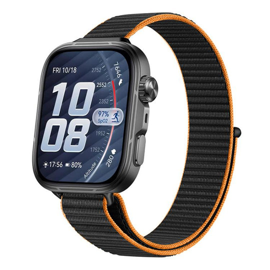 For Huawei Watch Fit 5 / Fit 5 Pro / Fit 4 Slim Style Nylon Hook And Loop Fastener Watch Band(Black Orange)