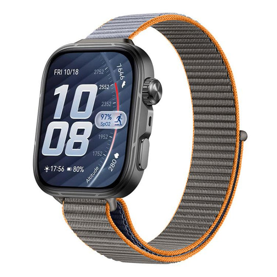 For Huawei Watch Fit 5 / Fit 5 Pro / Fit 4 Slim Style Nylon Hook And Loop Fastener Watch Band(Gray Orange)