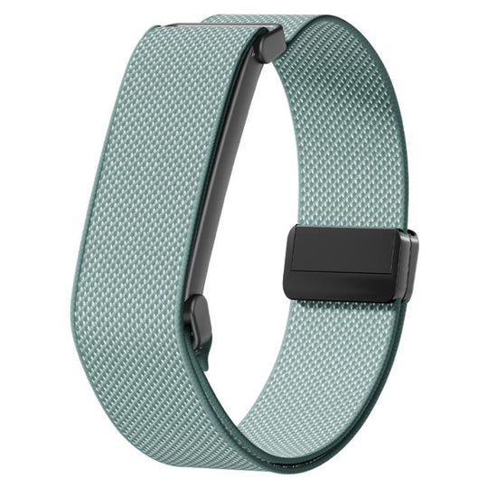 For Google Fitbit Air Metal Frame Grid Texture Magnetic Clasp Nylon Elastic Watch Band(Misty)