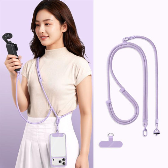 For DJI Osmo Pocket 4 / 3 Adjustable Long And Short Anti-Loss 3-in-1 Crossbody Camera Strap(Lilac)