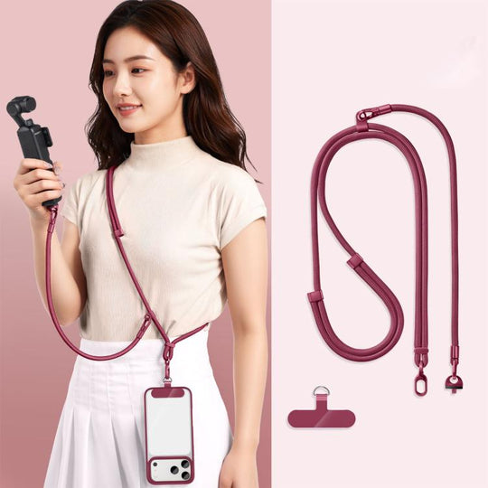 For DJI Osmo Pocket 4 / 3 Adjustable Long And Short Anti-Loss 3-in-1 Crossbody Camera Strap(Burgundy)