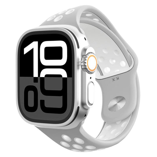 For Apple Watch 42mm / 41mm / 40mm / 38mm Angled Design Reverse Buckle Two Color Silicone Watch Band(Light Gray White)