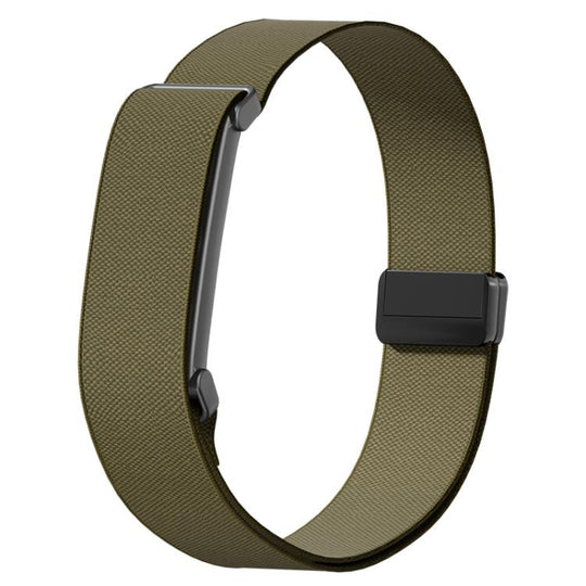 For Google Fitbit Air Metal Frame Magnetic Clasp Nylon Elastic Arm Band(Army Green)