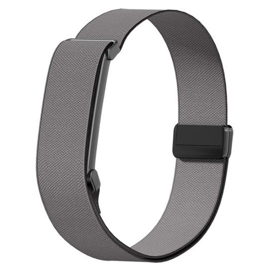 For Google Fitbit Air Metal Frame Magnetic Clasp Nylon Elastic Arm Band(Dark Gray)
